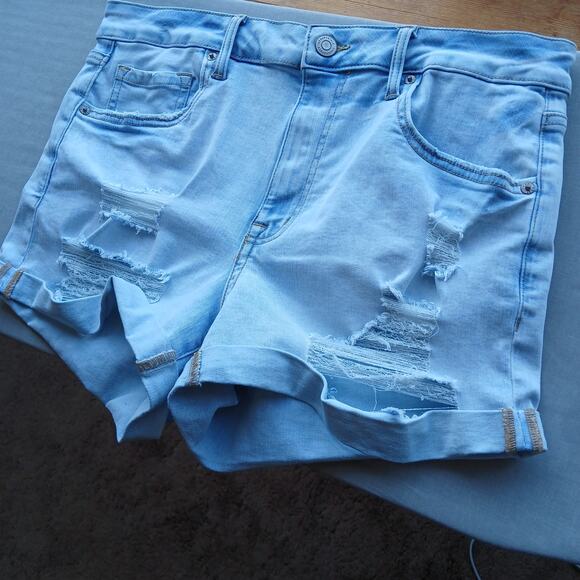 Aeropostale Flex Effects High-Rise Denim Shorts L ? no tag unisex distressed - Picture 13 of 13
